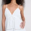 Mini-vestido em algodão com decote em V e camadas