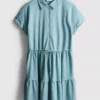 Mini-vestido em camadas de manga curta