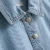 Mini-vestido reto de ganga de algodão com gola
