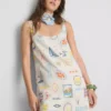 Mini-vestido reto estampado