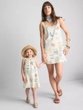 Mini-vestido reto estampado