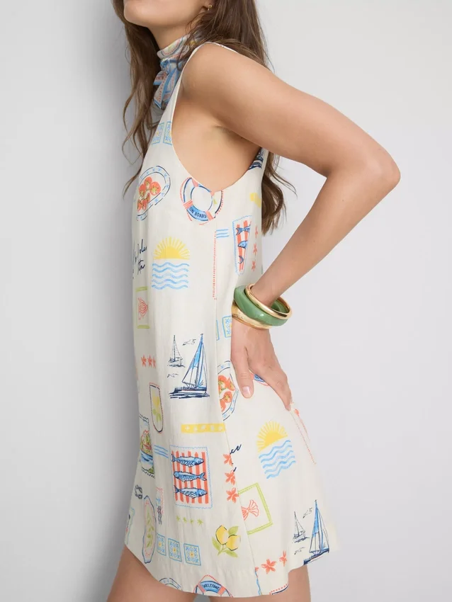 Mini-vestido reto estampado