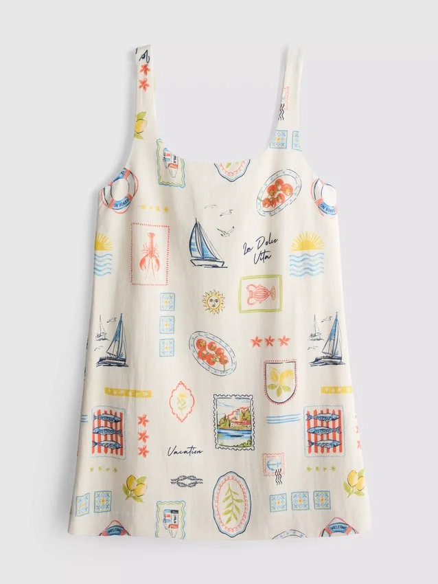 Mini-vestido reto estampado
