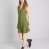 Mini-vestido sem mangas com decote em V