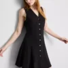 Mini-vestido sem mangas com decote em V