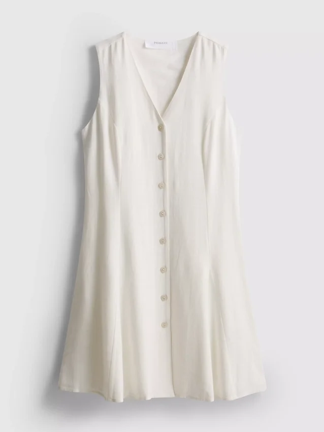 Mini-vestido sem mangas com decote em V