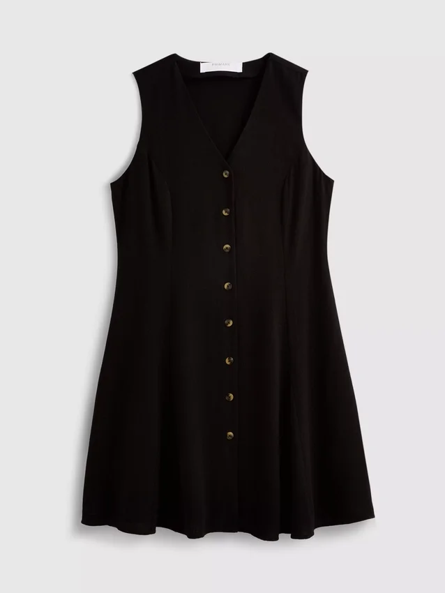 Mini-vestido sem mangas com decote em V