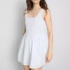 Mini-vestido tipo espartilho em mistura de algodão