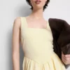 Mini-vestido tipo espartilho em mistura de algodão