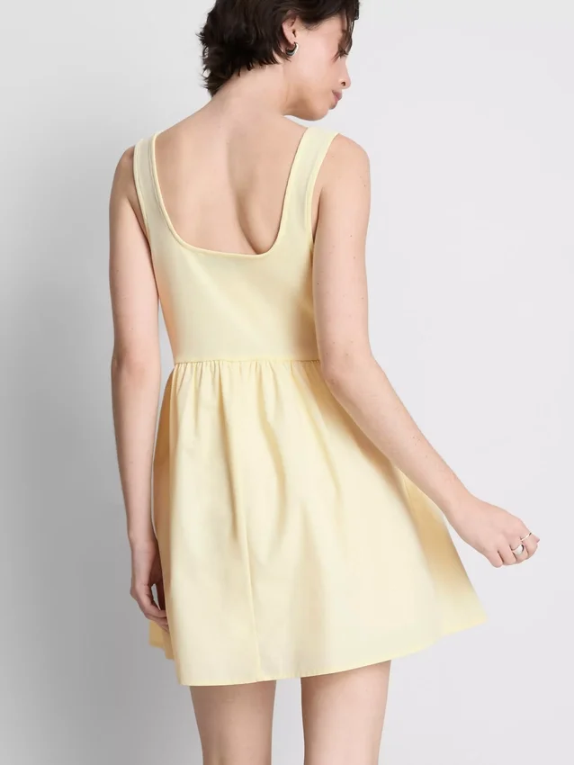 Mini-vestido tipo espartilho em mistura de algodão