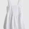 Mini-vestido tipo espartilho em mistura de algodão
