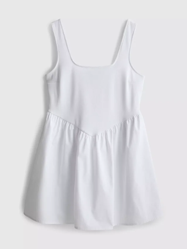 Mini-vestido tipo espartilho em mistura de algodão