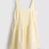 Mini-vestido tipo espartilho em mistura de algodão