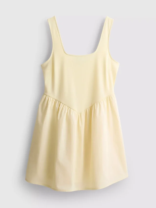 Mini-vestido tipo espartilho em mistura de algodão