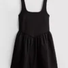 Mini-vestido tipo espartilho em mistura de algodão