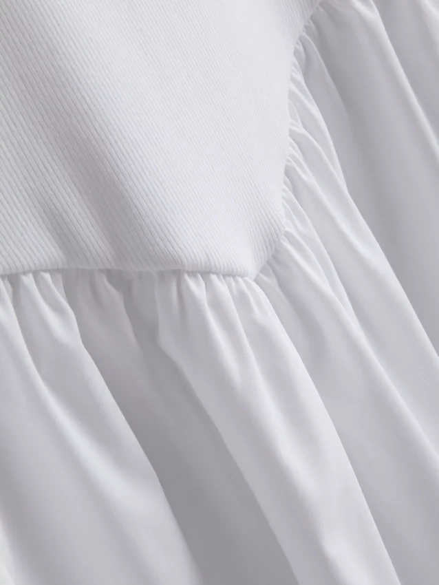 Mini-vestido tipo espartilho em mistura de algodão