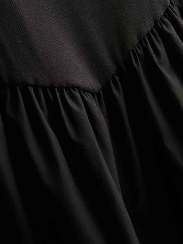 Mini-vestido tipo espartilho em mistura de algodão
