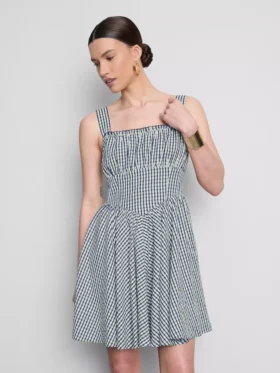 Mini-vestido tipo espartilho em xadrez