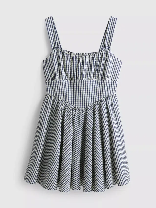 Mini-vestido tipo espartilho em xadrez