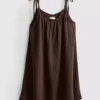Mini-vestido trapézio em algodão