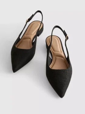 Mules de bico fino com tiras atrás