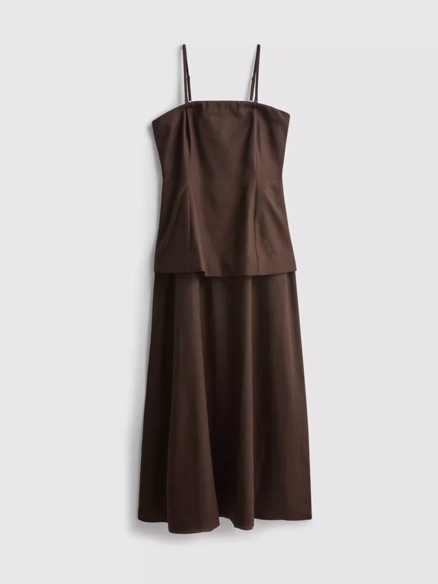 O vestido midi em camadas com mistura de linho da The Edit
