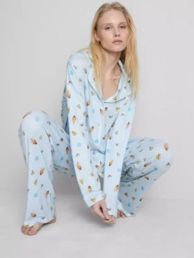 Pijamas boyfriend com padrão gráfico da «Idade do Gelo»