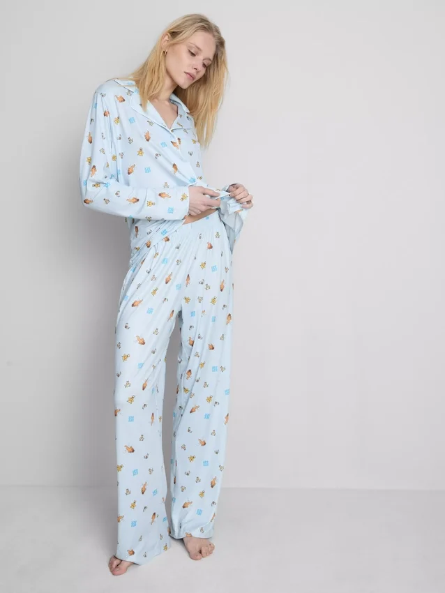 Pijamas boyfriend com padrão gráfico da «Idade do Gelo»