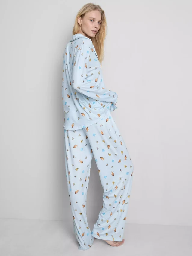 Pijamas boyfriend com padrão gráfico da «Idade do Gelo»