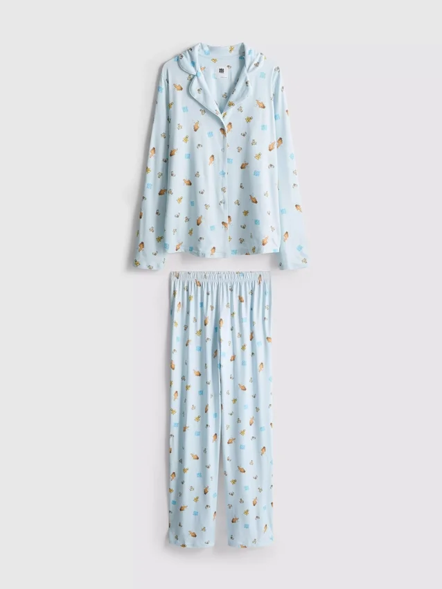 Pijamas boyfriend com padrão gráfico da «Idade do Gelo»