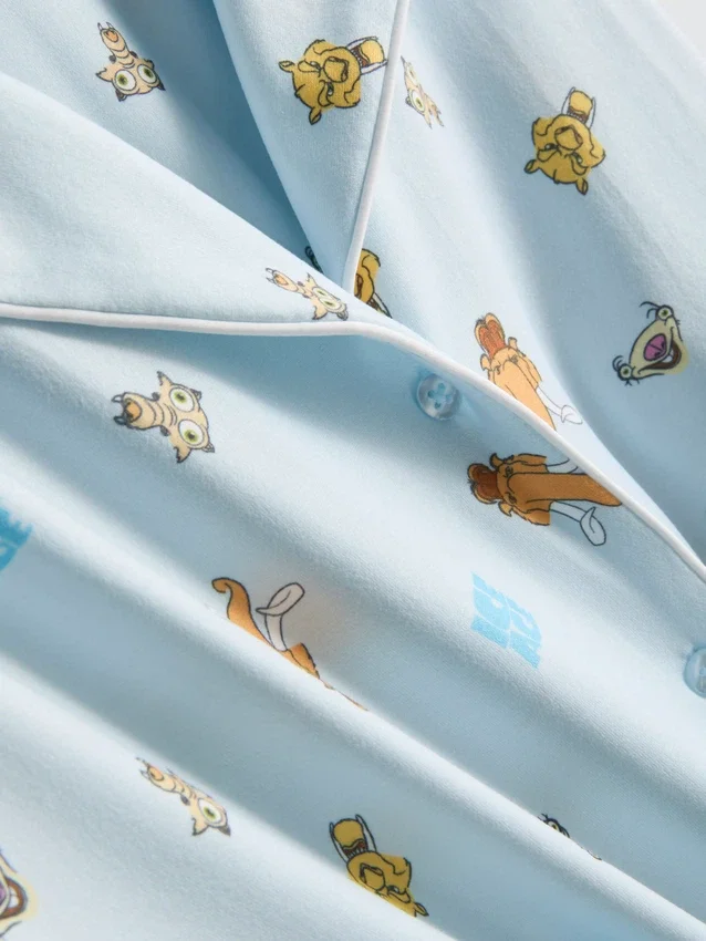 Pijamas boyfriend com padrão gráfico da «Idade do Gelo»