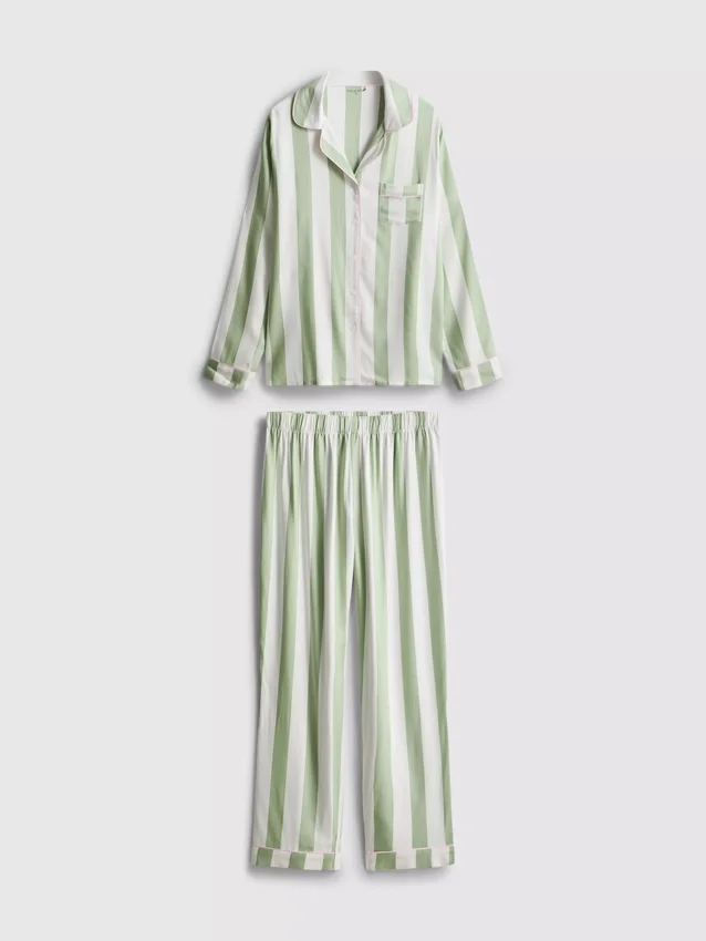 Pijamas boyfriend às riscas em algodão