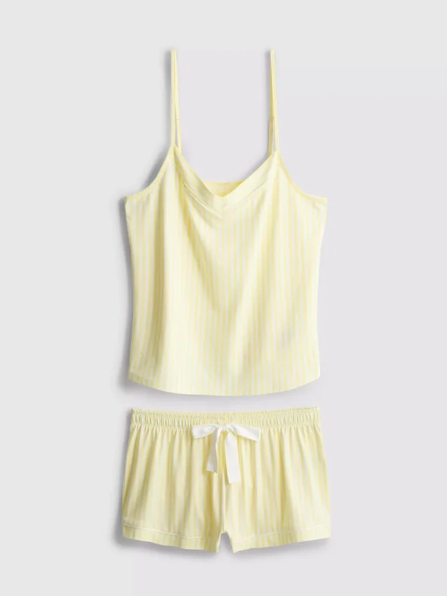 Pijamas com camisola sem mangas e calções
