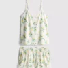 Pijamas com camisola sem mangas e calções