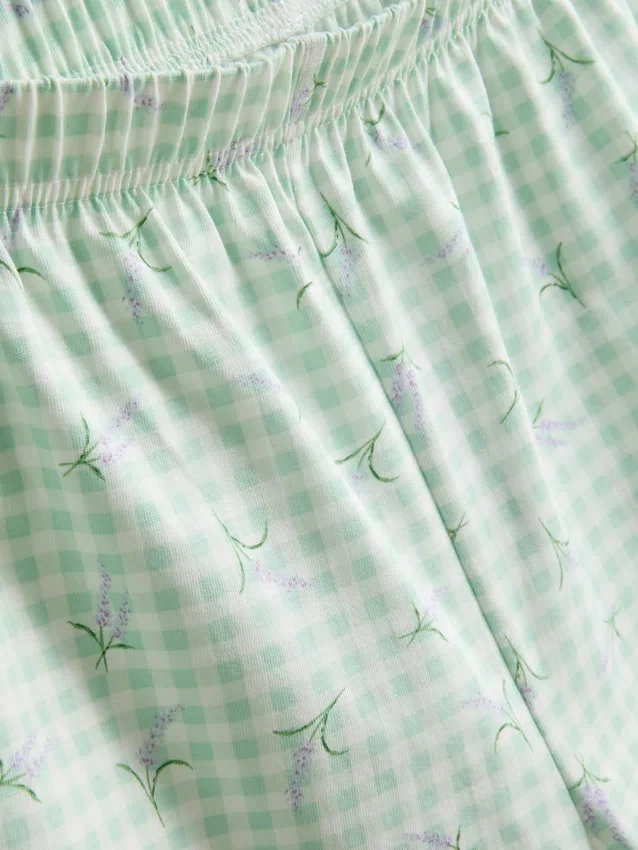 Pijamas com camisola sem mangas e calções de algodão