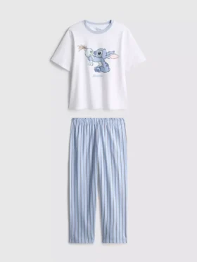 Pijamas com estampado em algodão do Stitch da Disney