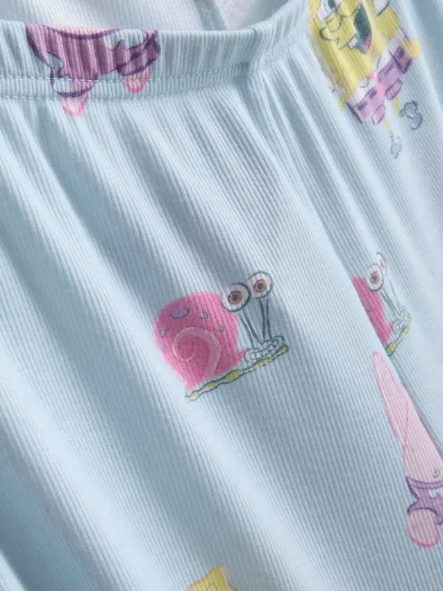 Pijamas com personagem Spongebob Squarepants com canelado