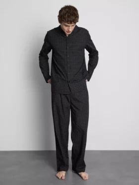 Pijamas compridos de popeline xadrez