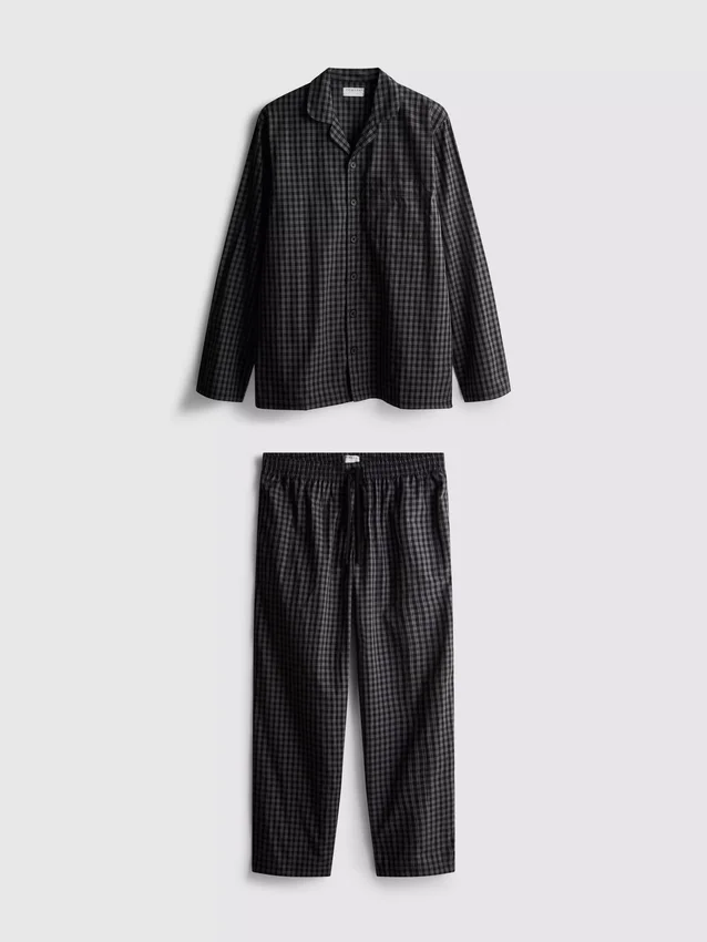 Pijamas compridos de popeline xadrez