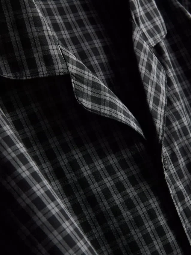 Pijamas compridos de popeline xadrez