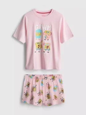 Pijamas curto com estampado do Bob Esponja