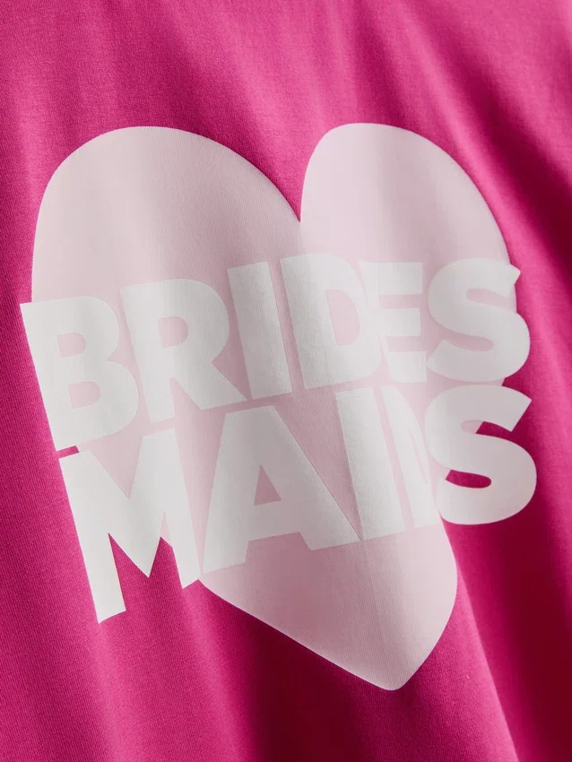 Pijamas curto de algodão com estampado gráfico para damas de honra