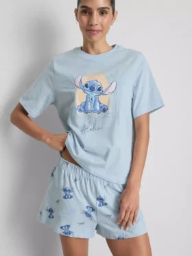 Pijamas curto de algodão com motivo do Stitch da Disney
