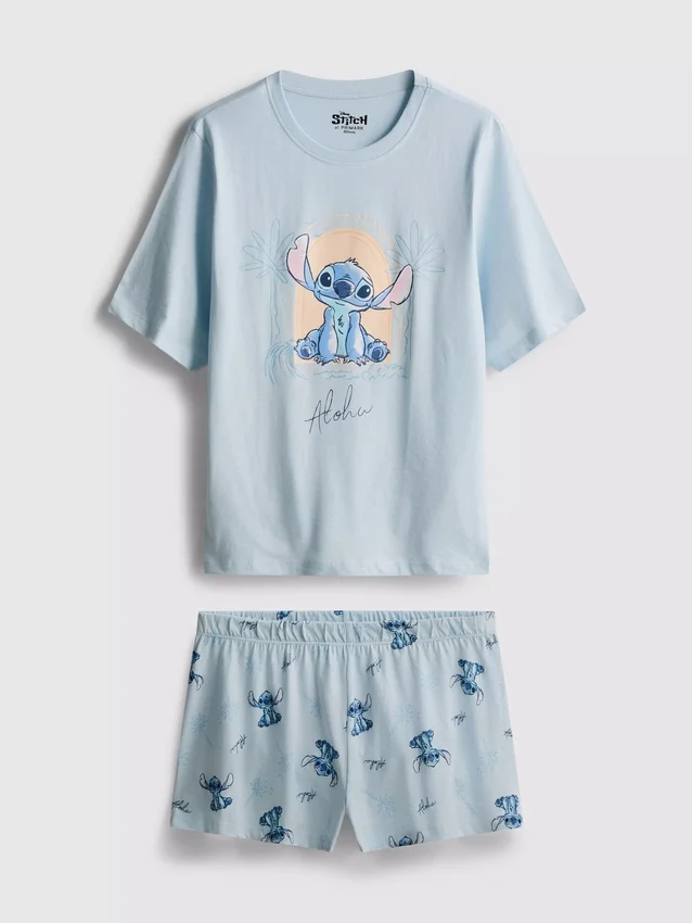 Pijamas curto de algodão com motivo do Stitch da Disney