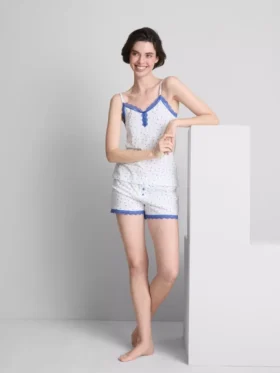 Pijamas curto elástico com alta percentagem de algodão