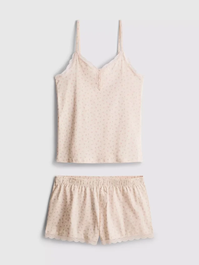 Pijamas curto elástico com alta percentagem de algodão