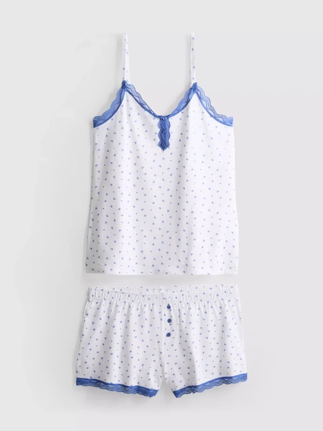 Pijamas curto elástico com alta percentagem de algodão