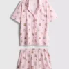 Pijamas curto estilo «boyfriend» com estampa de ursinhos