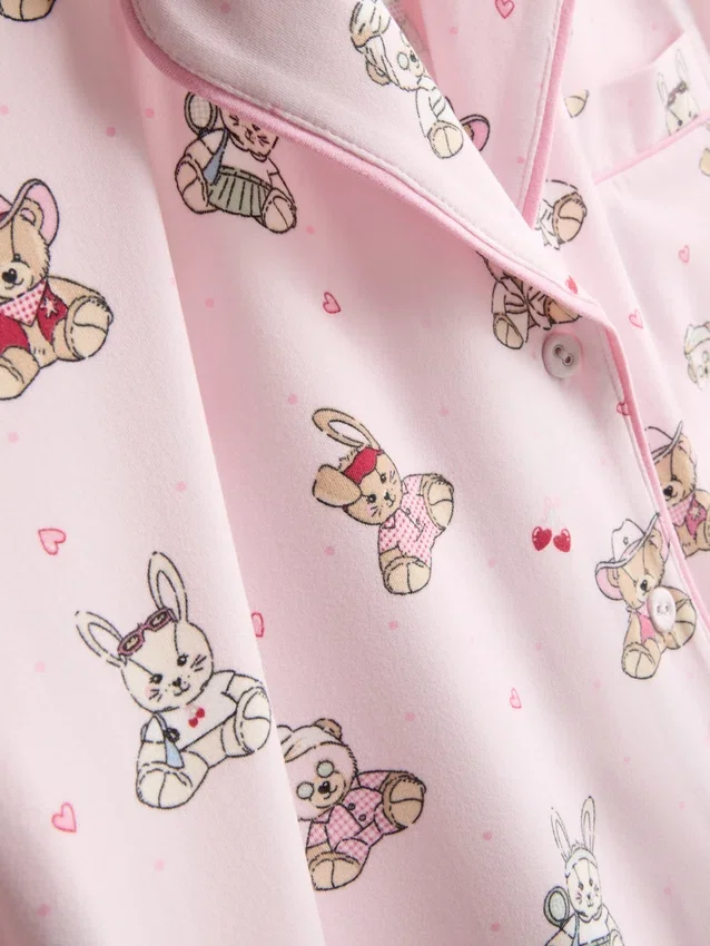Pijamas curto estilo «boyfriend» com estampa de ursinhos