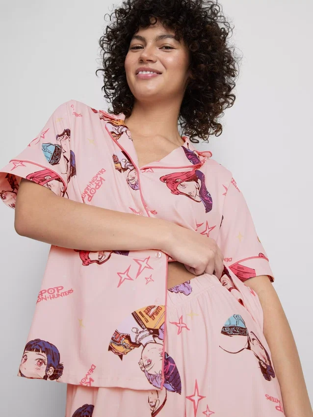 Pijamas curto estilo «boyfriend» K-pop «Demon Hunters»